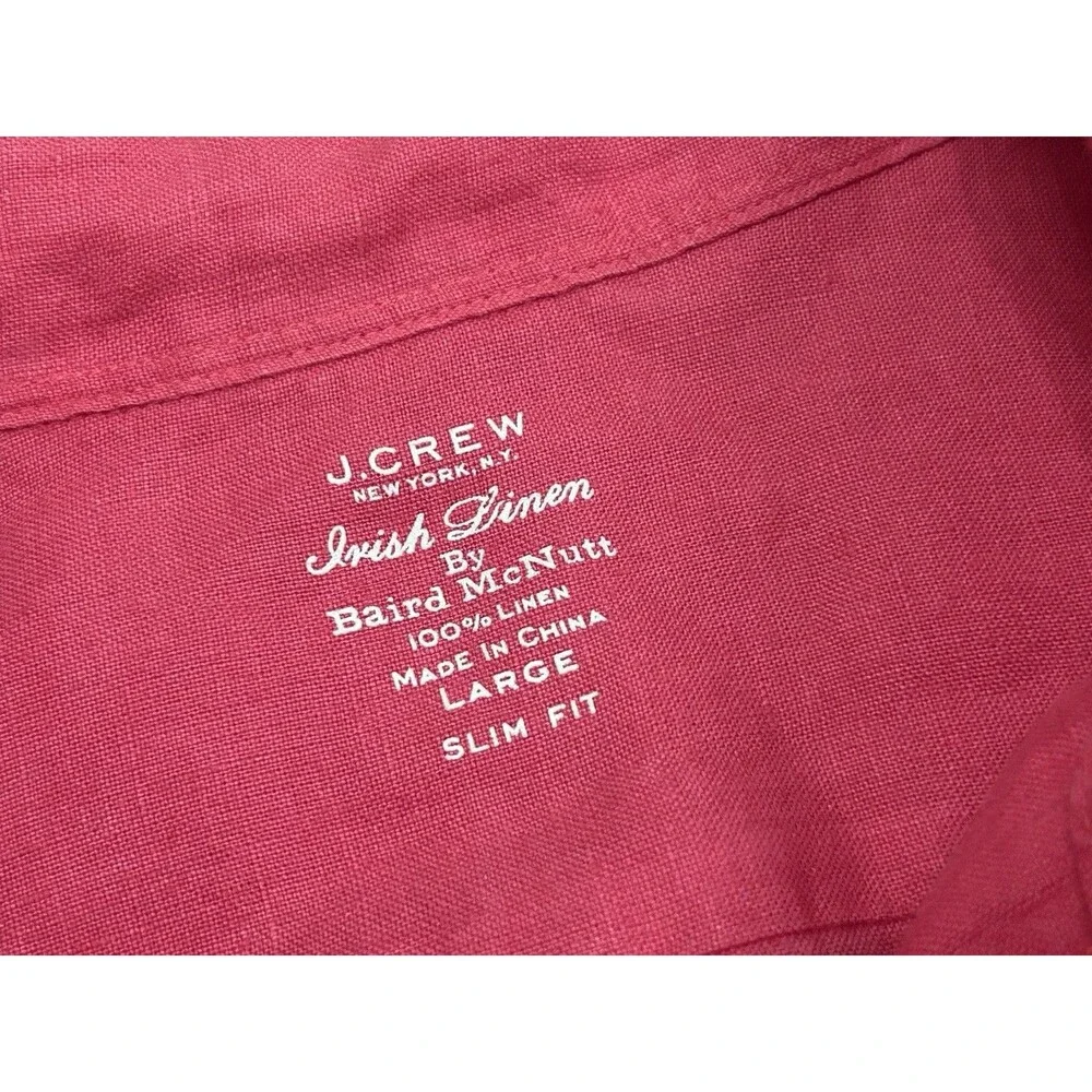 J Crew Baird McNutt Linen Shirt Men’s Large Slim Fit Coral Pink 64361